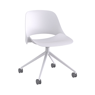 Trea, White backrest and seat, White Powder Coat Four Star Base