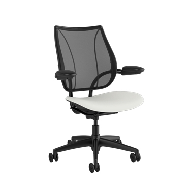 Liberty Task Chair, Monofilament Stripe Black Backrest, Lotus White Seat