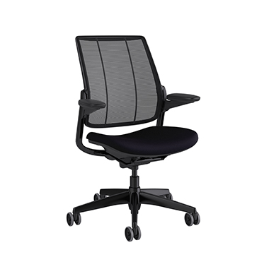 Diffrient Smart Chair, Monofilament Stripe Black Back, Corde4 Black Seat