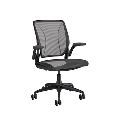 Diffrient World Chair, Pinstripe Back, Pinstripe Seat Black