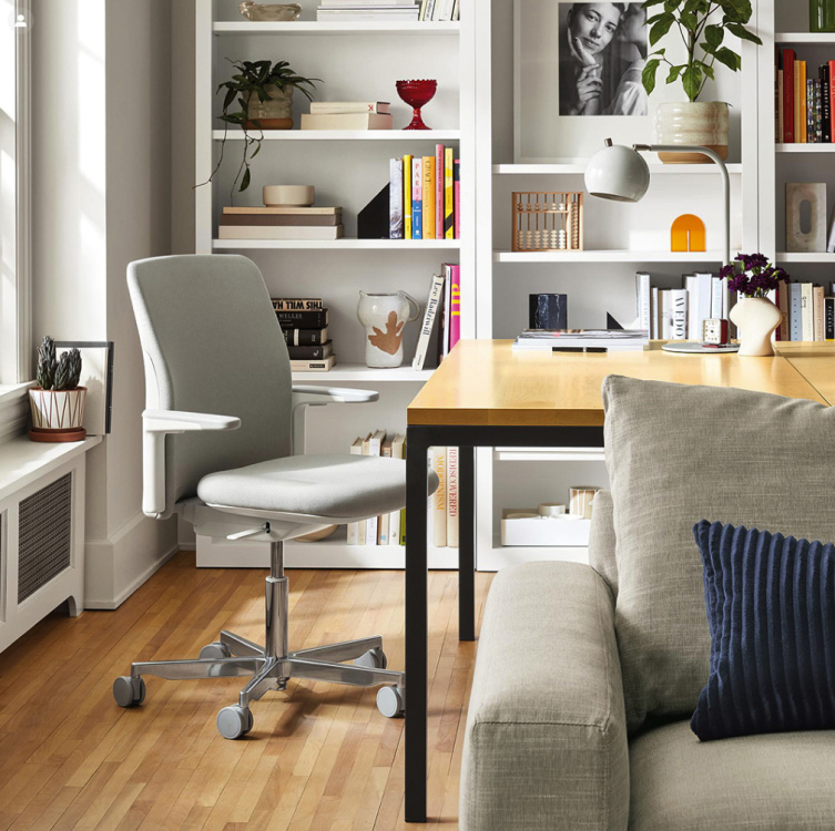 Path Stool in Gray FormSense Eco Knit, with Aluminum Base